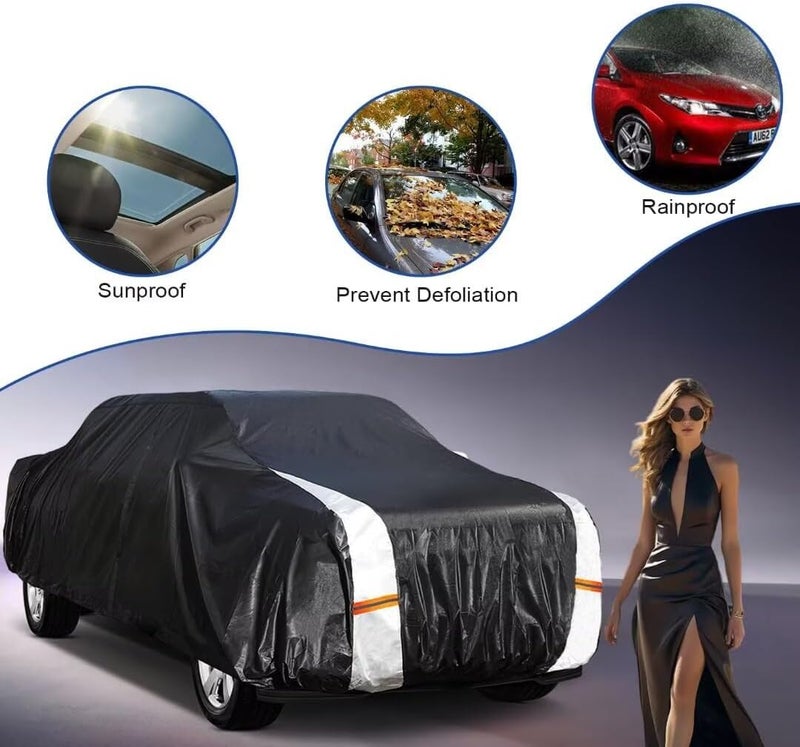 Cotryvox GMC Sierra Truck Cover Custom Fit 2002-2018 Regular Cab Long Bed(8.15') with Door Zipper, 10 Layers Outdoor Heavy Pickup Truck Cover Waterproof All Weather, Wind Dust Sun Protector. - Image 4